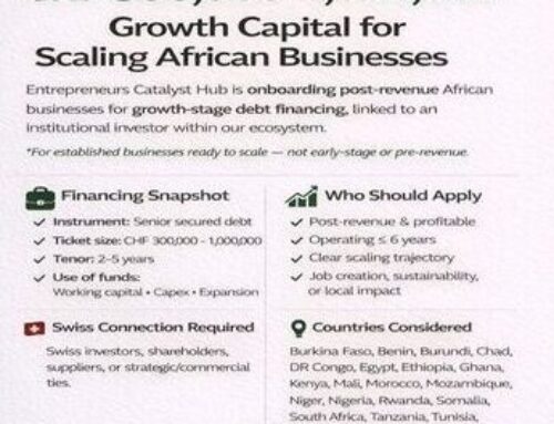 Entrepreneurs Catalyst Hub: CHF 300K–1M Growth-Stage Debt Financing for African Businesses